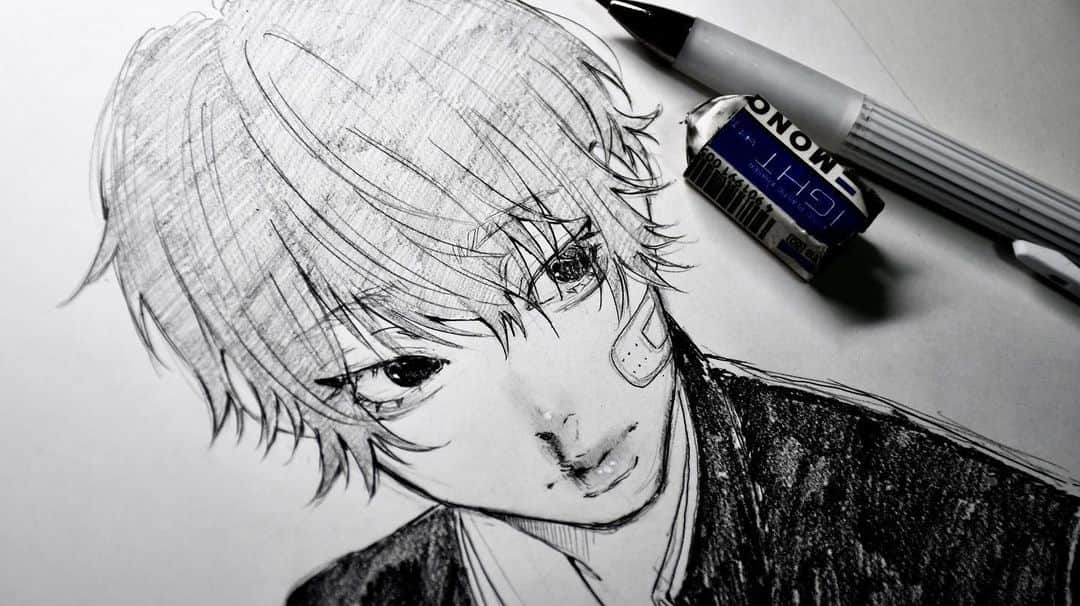 田森さんのインスタグラム写真 - (田森Instagram)「YouTubeにメイキング載ってるよ！ 学ラン、鼻血、絆創膏！」2月7日 21時 ...