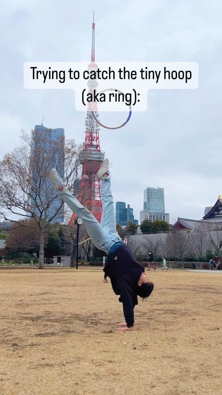 篠原枝令菜のインスタグラム：「Really saved that at the end 😅 #rhythmicgymnastics #mensrhythmicgymnastics #japan #tokyo #tokyotower」