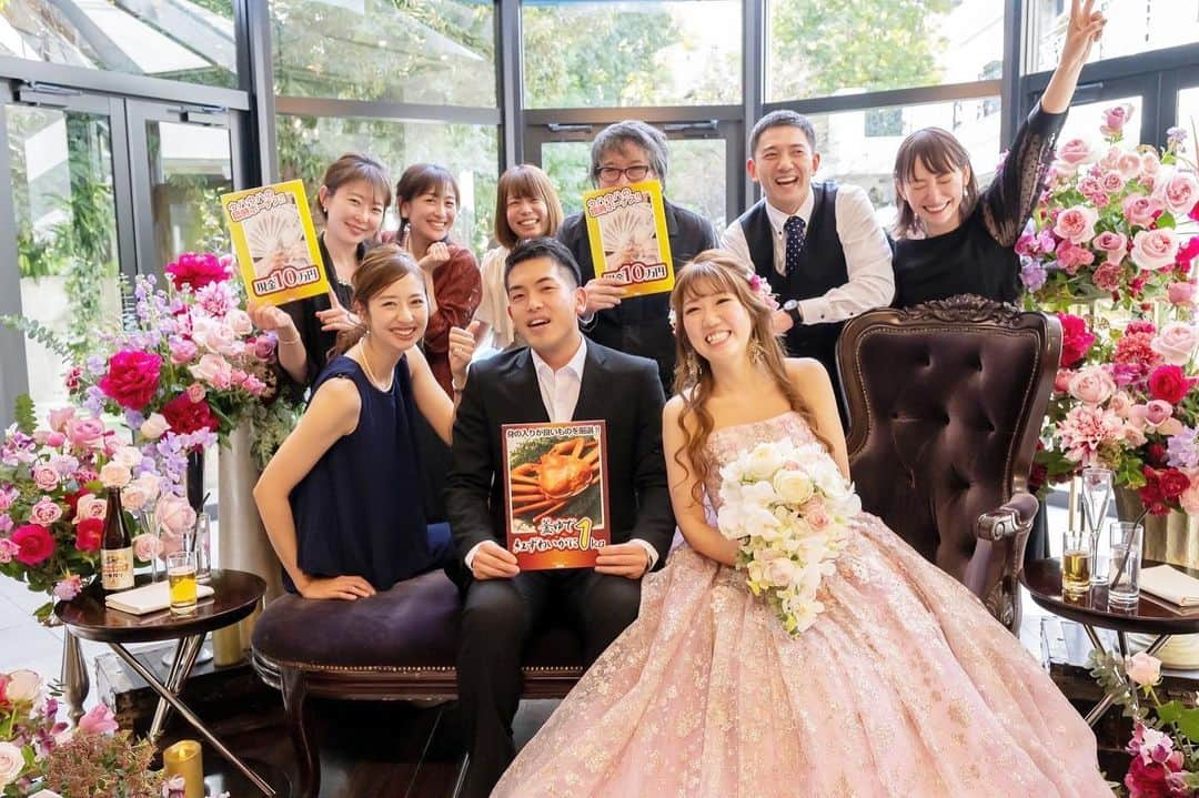 中田あすみさんのインスタグラム写真 - (中田あすみInstagram)「天てれ仲間、安齊舞ちゃんの結婚式に参列しました👰‍♀️💞 （新郎さん、高砂に座らせて頂きありがとうございます💦） マジで美し過ぎた… 皆んなにも会えて嬉しかった〜🥹✨ ブログにもアップさせて頂きました☺️ 舞本当におめでとう！末長くお幸せに💕  #天てれ #てれび戦士 #安齊舞ちゃん #素敵な結婚式 #呼んでいただきありがとう #いつまでもお幸せに💕  #因みにカニが当たったのは福ちゃんではなく私です」2月8日 10時33分 - asumi.nakada