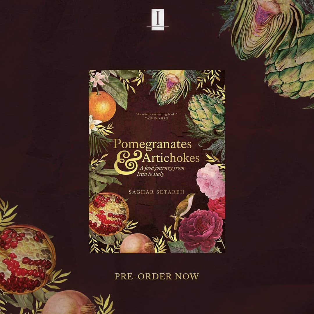 Saghar Setarehのインスタグラム：「After your amazing feedback to the announcement of my cookbook 'Pomegranates & Artichokes' and the many questions about pre-ordering it from the US and North America, we thought we shouldn't keep you waiting anymore.   So I present you 'Pomegranates & Artichokes: a food journey from Iran to Italy' which will be published on June 20th, and is available for preorder now via the link in my bio.   It has this deep mahogany and gold cover that's much more beautiful IRL than in a picture.  The two versions of P&A (what friends call Pomegranates & Artichokes) are basically the same, the only slightly differences are in the cover and the subtitles.  One important thing: both versions of the book have both metric and imperial measurements, so fear not.  Thank you again for the incredible support and for all the preorders. I hope get to answer all your comments and I really hope you'll like the book.  #PomegranatesAndArtichokes #LabNoonCookbook   @interlinkbooks」