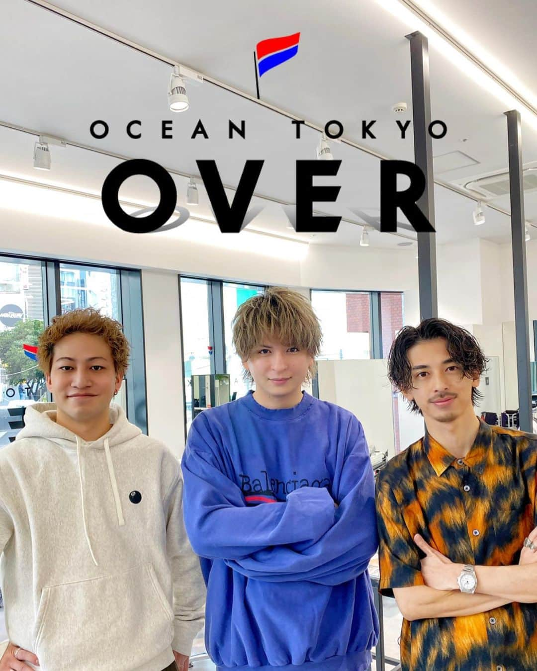 三科光平のインスタグラム：「今日からOVER新店舗で営業です🙆🏻‍♂️✨ ご予約おまちしております❗️ 【OCEAN TOKYO OVER】で検索🔍 #oceantokyo  #新店舗 #渋谷 #美容室」