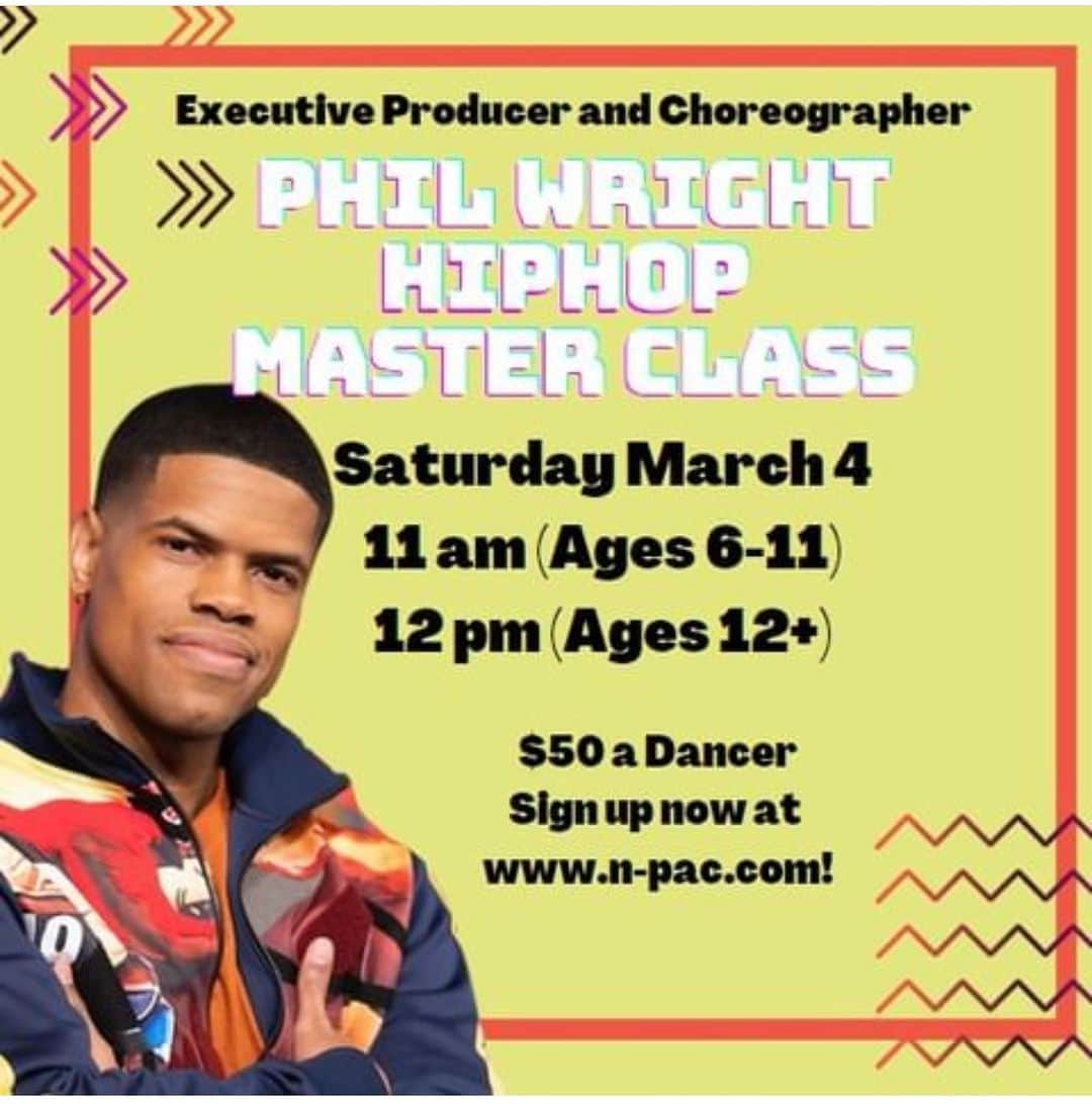 ディーン・ノリスのインスタグラム：「So excited to have Phil Wright @phil_wright_  to my studio for a master class!! Exec Producer and choreographer of Disneys Fam Jam. Sign up at www.N-PAC.com. Link in bio」