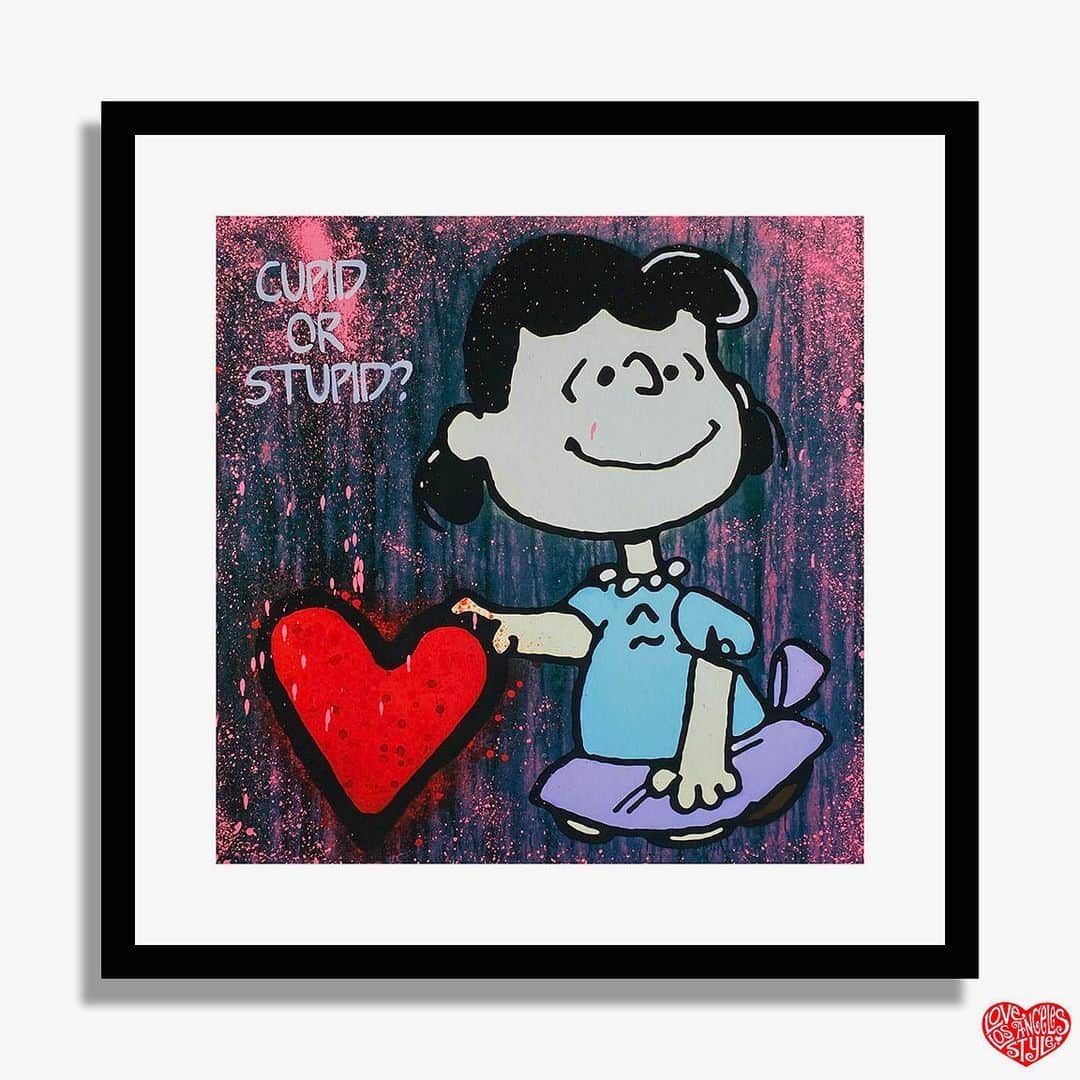 デイヴ・ナヴァロのインスタグラム：「JUST RELEASED❣️Cupid or Stupid by Dave Navarro aka lifeafterdeath @davenavarro @lifeafterdeathstreet Edition: Hand Embellished Variants over Archival pigment print on 100% Recycled Sugar Paper, from an edition of 10. Size: 20 x 20 inches Markings: Hand signed and numbered with LLAS chop mark. Date: 2023 *each print has unique variations  . . . . . .  #sugarpressart #guerillaone #davenavarro #printcollection #lifeafterdeath #lovelosangelesstyle #graffiti #streetart #graffitiart #urbancontemporaryart #cesism #lovefromabove #urbanart #LAart #prints #dtla #artgallery #artpublisher #artshow #artpublisher #valentinesday #valentinesdaygifts #artgifts #artcollector #illustration #photography #contemporaryart #popart  #californialove #graffiti #originalpainting #lalove」