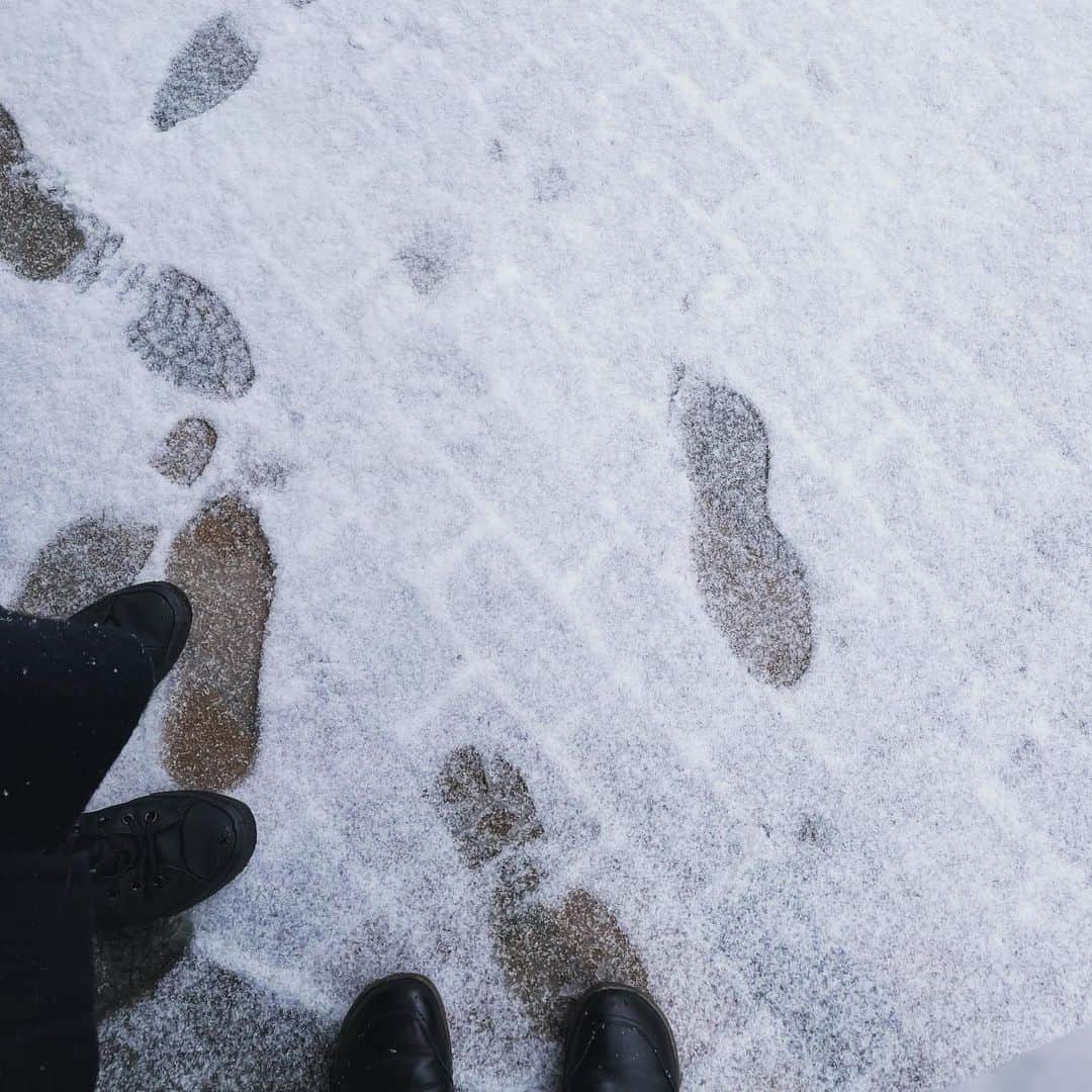 のインスタグラム：「#下雪了 #帰り道  本日、夜ヨガクラスご参加の皆様。 靴下履いて、お腹も背中も出ないようなクラスになってますので。 モコモコにして来てください。 私はもうパジャマのような感じで行きます。」