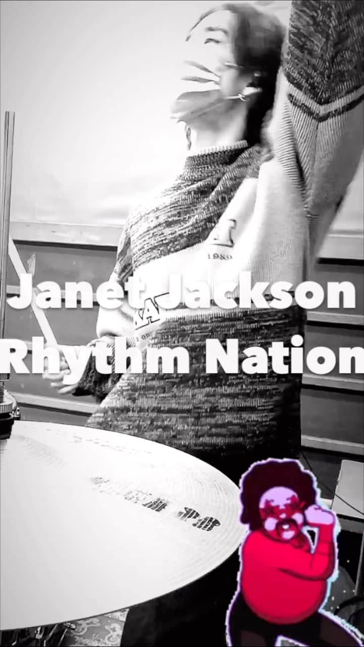 黒川亮介のインスタグラム：「🤔🤔🤔 Janet Jackson-"Rhythm Nation" #canopus  #zildjian  #evans  #drums」