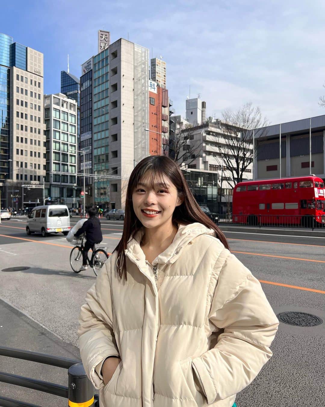 川田明日未のインスタグラム：「暖かくなったって思ったら寒かった。、 ⛄️降ってくれてちょっと積もってうれしかった、笑  #冬コーデ」