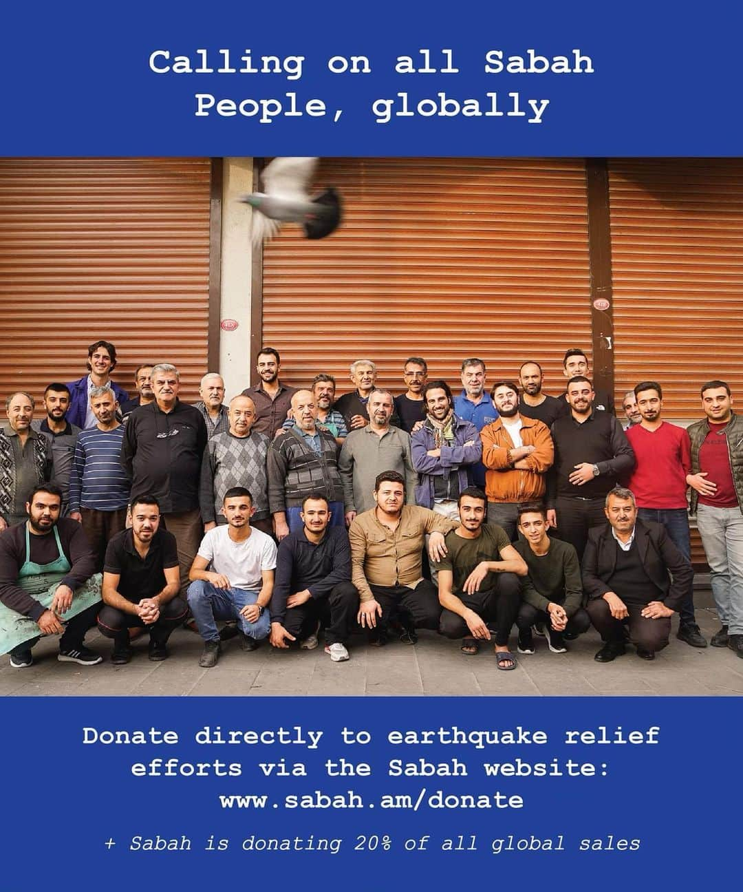 ティム・ハワードのインスタグラム：「Sabah is donating 20% of all global sales to earthquake relief. You can also donate directly on their website. They are sending 100% of website donations received to their people on the ground in Gaziantep.   Link in my bio.」