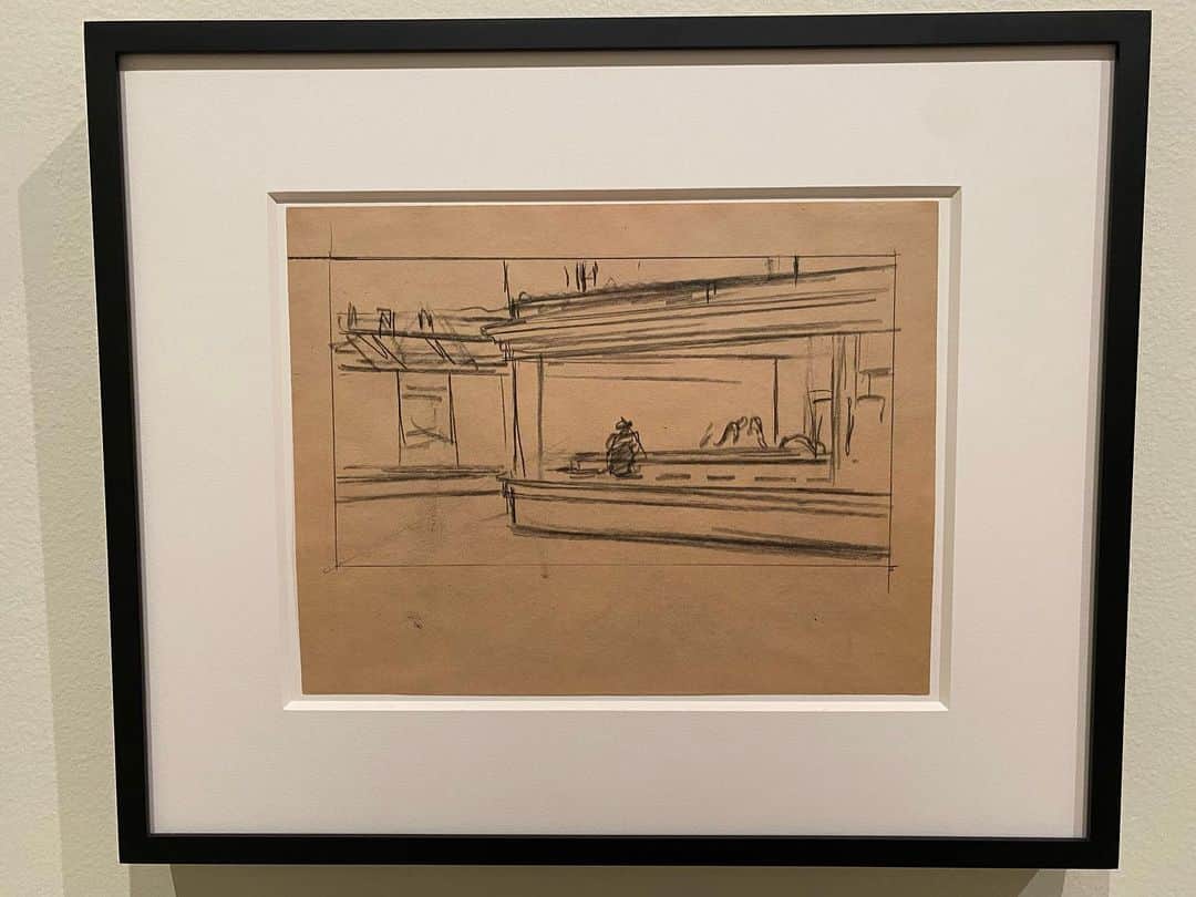 ジョニー・リー・ミラーさんのインスタグラム写真 - (ジョニー・リー・ミラーInstagram)「Edward Hopper today at @whitneymuseum The second, third and fourth pics are studies of the famous Nighthawks. So dope!!」2月11日 10時38分 - jonnylmiller