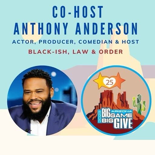 アンソニー・アンダーソンのインスタグラム：「Join me for the 12th Annual Big Game Big Give Event - TONIGHT!!! at 6pm in Paradise Valley with @CedricCeballos & AZ Cardinals star @JJWatt as we honor the NBA Hall of Famer #DikembeMutumbo! for tickets contact info@10foldentertainment.com」