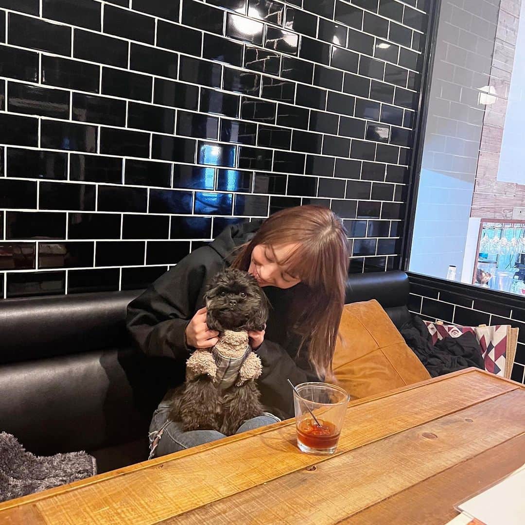 神部美咲のインスタグラム：「にこるんとみみちゃんと ランチ🐶❤︎  #犬カフェ」
