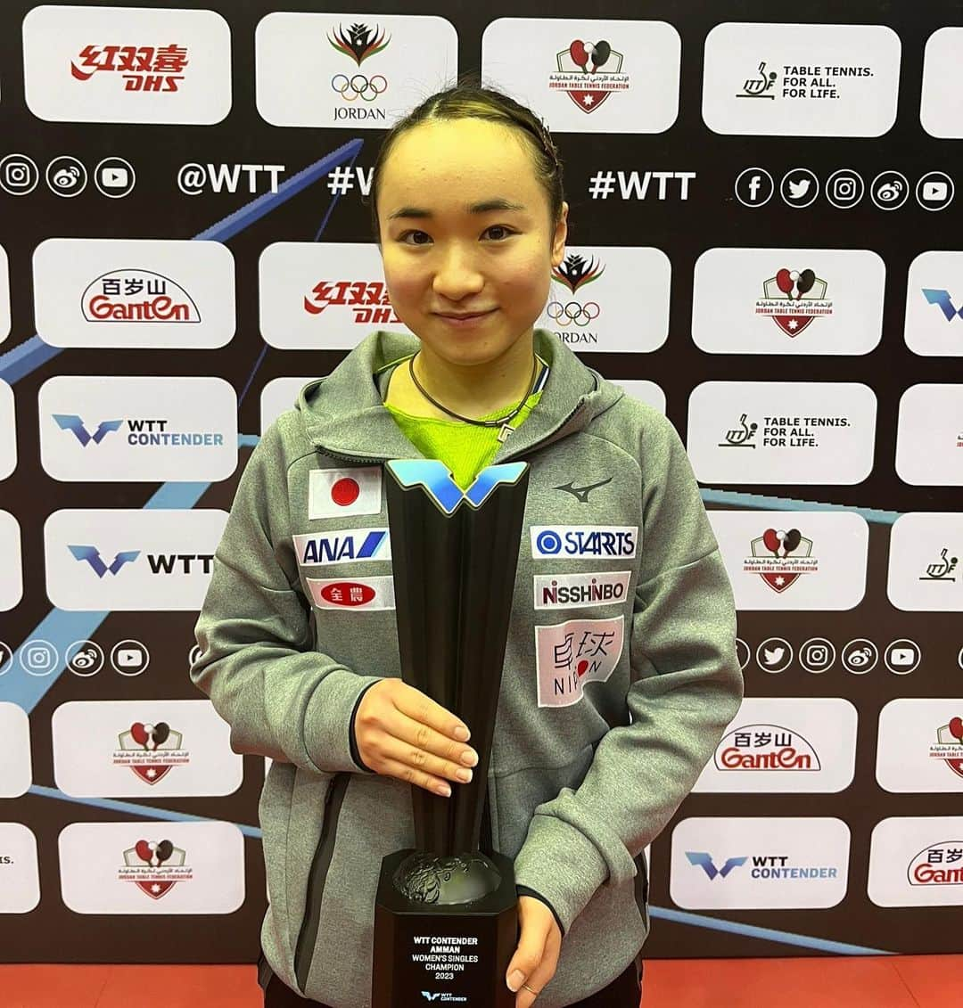 伊藤美誠さんのインスタグラム写真 - (伊藤美誠Instagram)「🎉今シーズン初優勝🏆  2.9〜2.12にかけてヨルダンで開催された WTTコンテンダー・アンマン大会🇯🇴  シングルス決勝は、対戦相手の杜 凱琹選手🇭🇰(WR9)が、試合開始直後に肘の不調を申し出て棄権。  伊藤選手が優勝となりました❗️🎊  これからも1戦1戦💪 #みまがんば ✨  #WTTAmman #WTTContender #卓球」2月12日 21時21分 - mima_staff