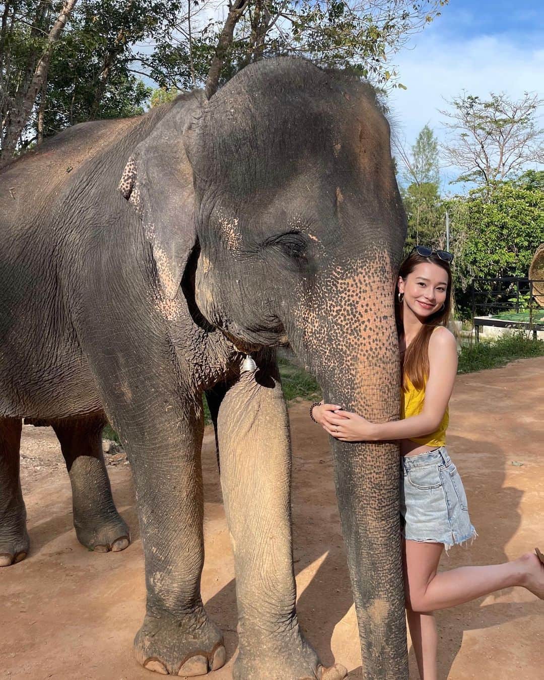 丹羽仁希のインスタグラム：「📍Phuket Island #プーケット　  象さんに…🐘🤍 sunsetも綺麗だった♡」