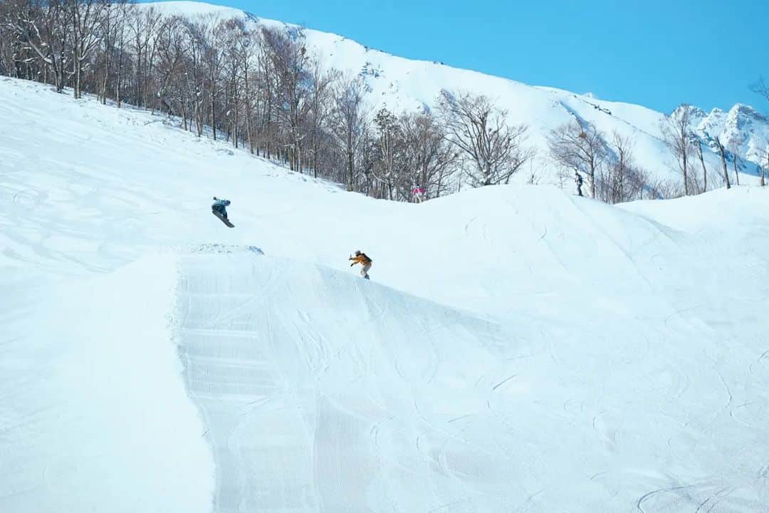 岡本圭司さんのインスタグラム写真 - (岡本圭司Instagram)「@happoparks がグランドオープンしました。 スキーからスノーボード、初心者から上級者、カービングからフリースタイル、子供から大人、誰でも楽しめる新しい時代のスノーパークです。 中には技術っぽいターン好きの方たちも居て、地形を楽しんでくれていたのが嬉しかった。 スロープスタイルの @47parkdiggers 、様々なジャンルを網羅する @tsugaikehitparks 、壁と地形で遊べる @goryuwaves 、そしてフリースタイルとフリーライドが融合した自由な地形パーク @happoparks 。 とにかく今、白馬のパークシーンが熱いです。 朝はカービングしたり、サイドカントリーを楽しんだり、そして昼からパークを楽しめれば最高の1日。 HAPPOPARKS NATURESはここから3月26日までオープンしますので、是非この3Dな無限のラインを感じに来てください。 Photo by @tonko345 #happoparks  #theparks  #snowpark  #hakuba #werideforever」2月13日 23時52分 - hywod_kj