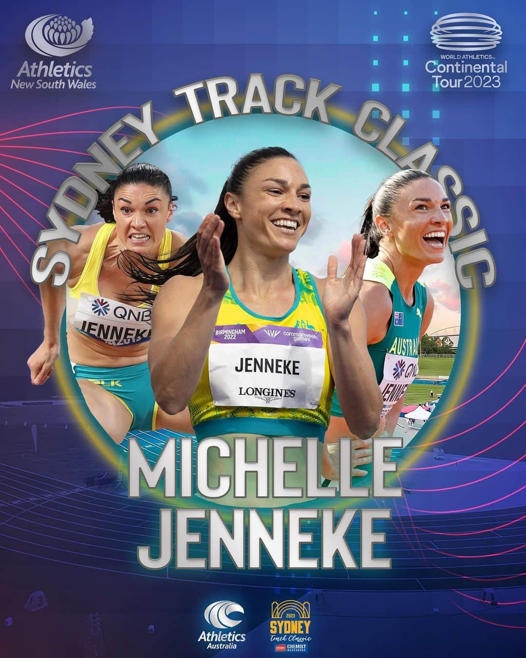 ミシェル・ジェネクのインスタグラム：「Fastest hurdler in Australia last year, finished 11th in the 🌏 last year, and had some BIG performances last year.  @mjenneke93 returns to her home track at #STC in 2023, and we can’t wait to have her set SOPAC alight. 🔥   🎟 Join us to see Shelly via our 🔗 in bio.  #ThisIsShelly #ThisIsAthletics」