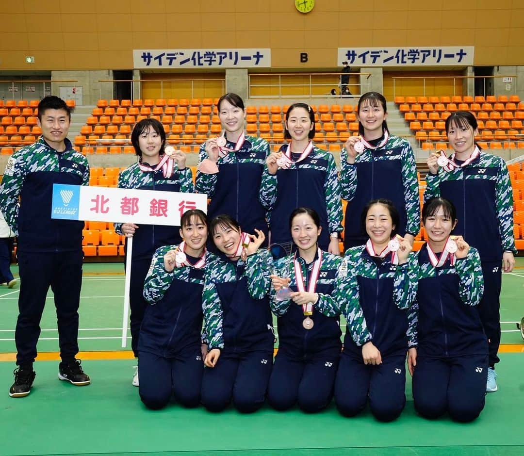 永原和可那のインスタグラム：「. S/J LEAGUE 🥉 沢山のご声援ありがとうございました！ やっぱり団体戦ていいですね。 . 玲奈もお疲れ様👏💗 引退セレモニーないのは とても寂しいですね🥲 . #北都銀行 #sjリーグ」