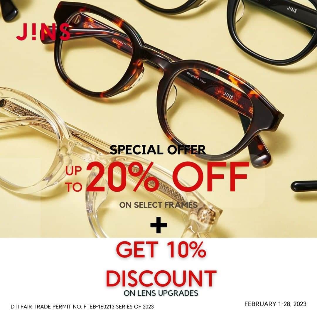 JINS PHILIPPINESさんのインスタグラム写真 - (JINS PHILIPPINESInstagram)「Got a pair this Valentine's Day? ❤   Drop by any JINS store this February to find the perfect eyeglass pair for you and your loved ones.  Get up to 20% OFF on select frames plus a 10% OFF your chosen lens upgrade.   #JINS #Jins #glasses #eyewear #frame #fashion #stylish #japan #promo #sale #valentinesday #heartsday #love」2月14日 13時00分 - jins_philippines