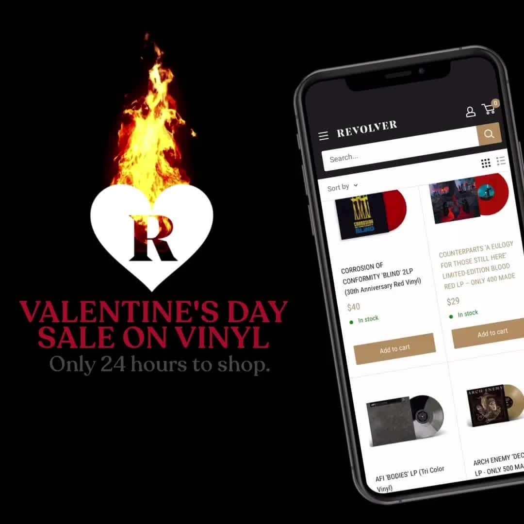 Revolverのインスタグラム：「💔 Vinyl will never break your heart. Stock up on your one true love during our 24-hour Valentine's Day sale. 🔗 Link in bio」