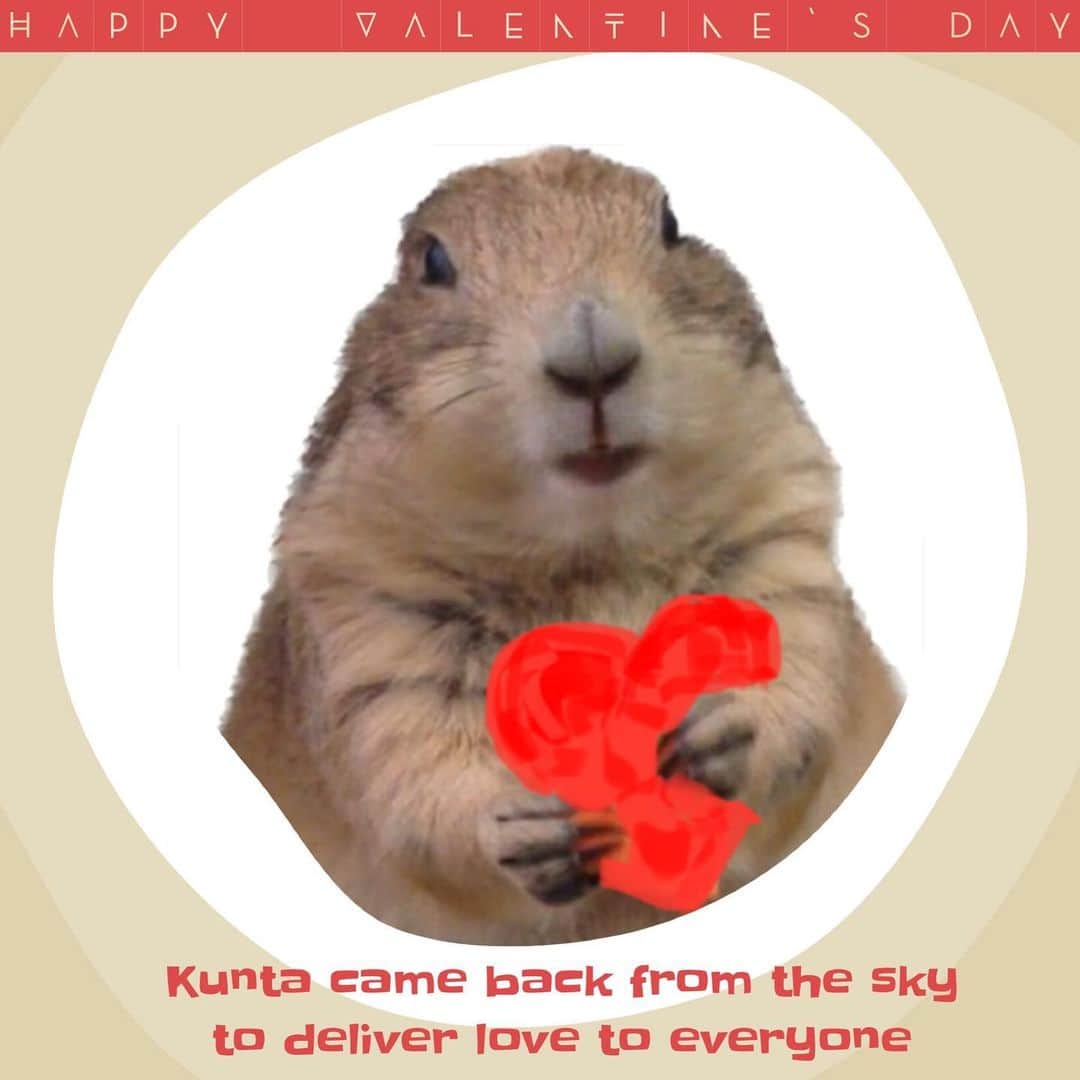 のインスタグラム：「くんた。Kunta. 皆んなに❤️を届けに お空の上から帰って来たよ🐻 おかーちゃんがボクに持たせた❤️が 雑でいびつなのは大目にみてね😂 Happy Valentine's day #prairiedog #プレーリードッグ」