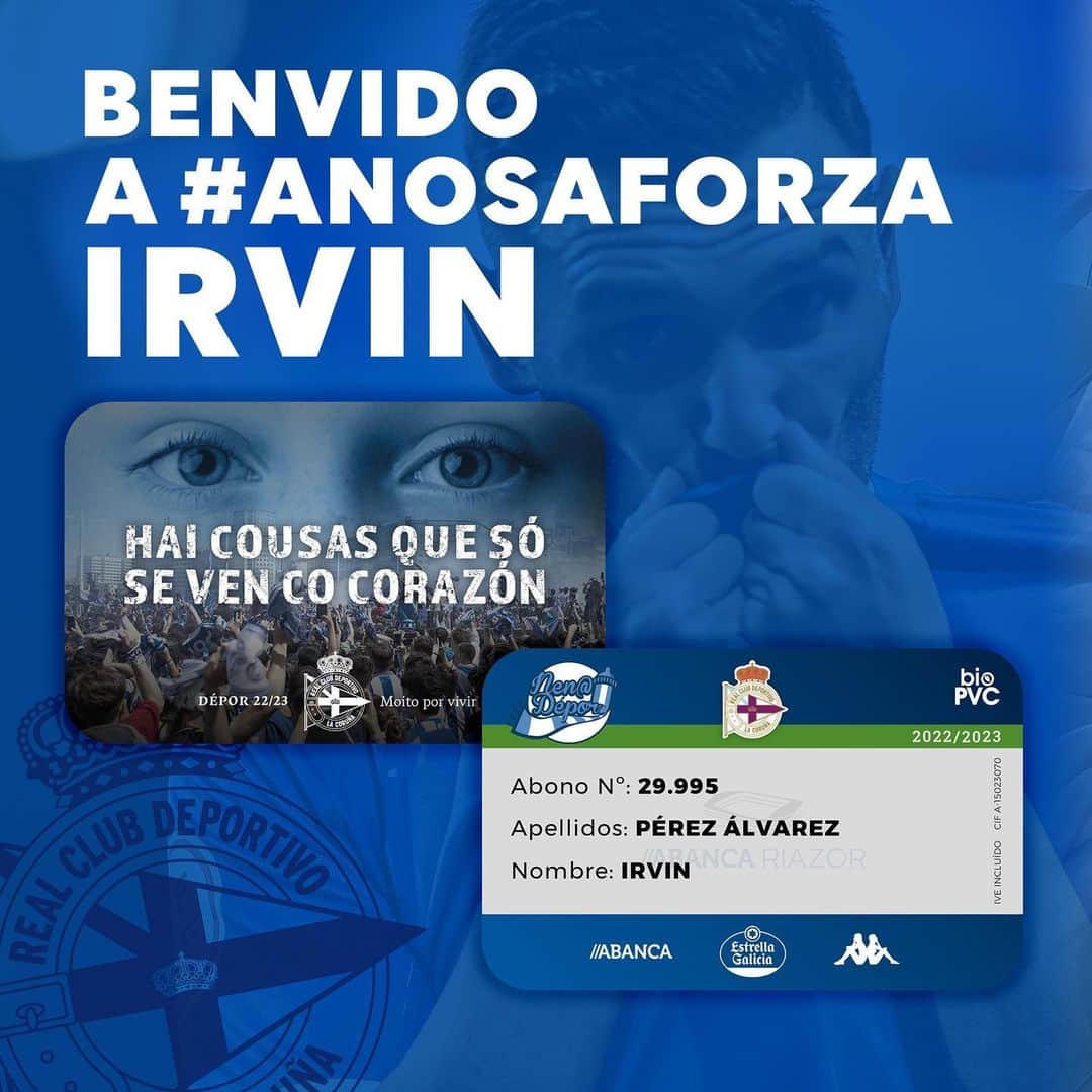 ルーカス・ペレスのインスタグラム：「Desde hoxe temos un #Deportivista máis! Benvido e feliz vida, neno! Parabéns, @gracielaalvarezlobo @10lp!  Con Irvin, #anosaforza está formada por 24823 orgullosos socios e socias do #Dépor! 💙 #ONosoCompromiso」