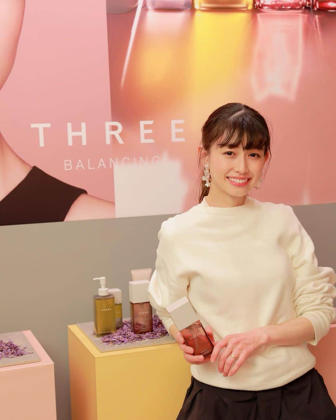 木野園子のインスタグラム：「先日、THREEBALANCINGのイベントにて🤍  #threecosmetics #THREEBALANCING」