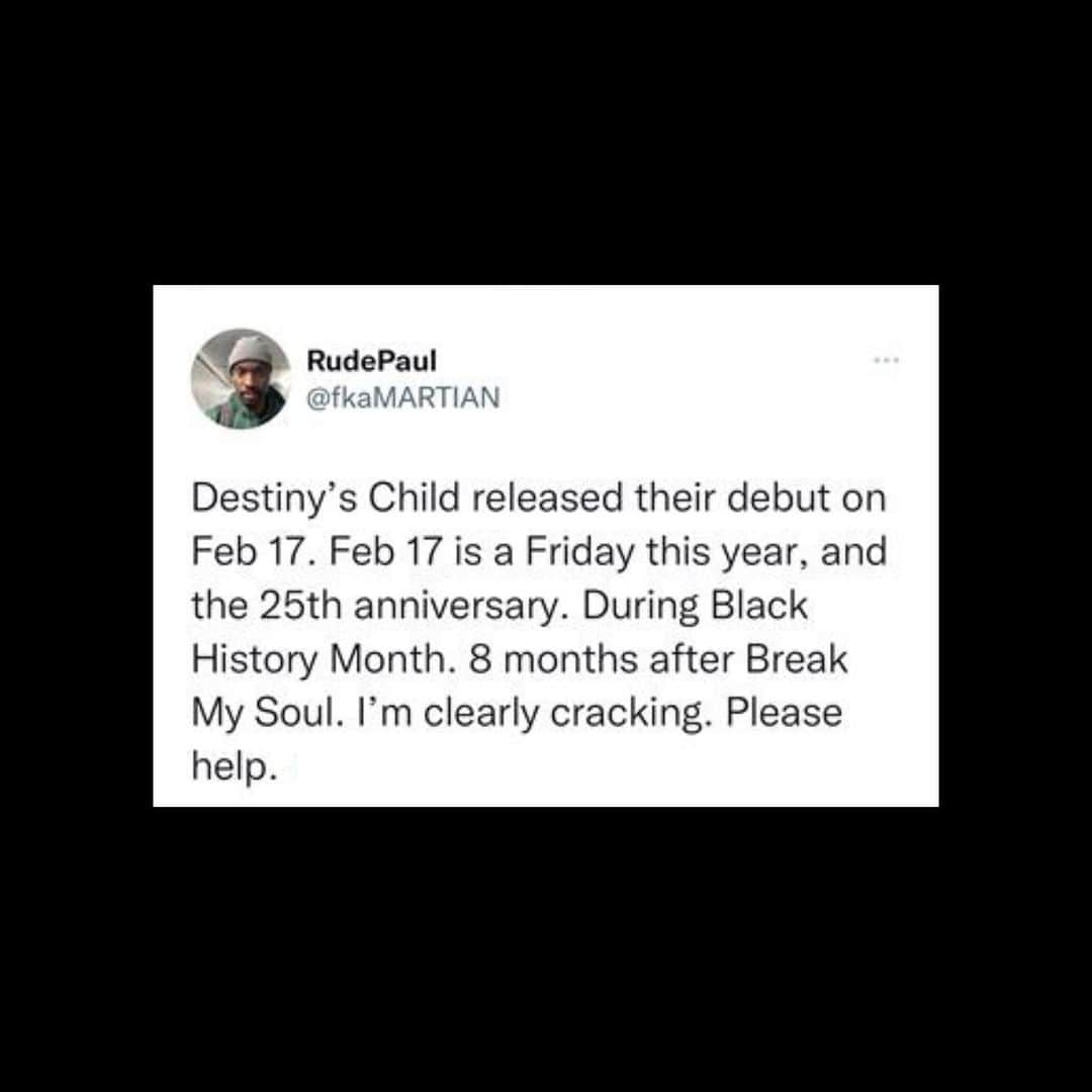 Destiny's Childのインスタグラム：「And yet somehow, it all makes sense 😂 Cheers to the debut album celebrating 25 years this month.」