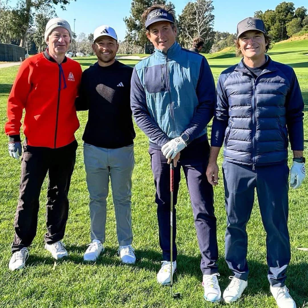 ザンダー・シャウフェレのインスタグラム：「Pro-Am at @thegenesisinv with Jason Bateman, John McEnroe and Will Arnett.」