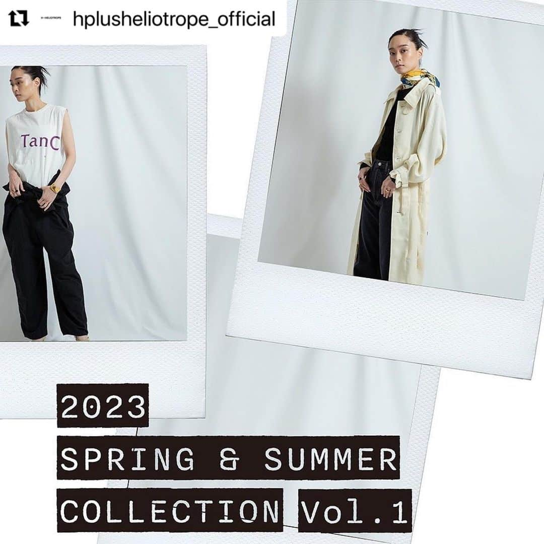 安宅葉奈のインスタグラム：「セレクトショップ エリオトロープの  新しいLOOKが出ました🙌☺️  #Repost @hplusheliotrope_official with @use.repost ・・・ . . H+HELIOTROPE  2023 SPRING & SUMMER LOOKBOOK vol.1  Photo: @mibucom  Hair: @prettyhead1999  Make: @yamashita.ema  Model: @atakahana  Special Thanks km  プロフィールのリンクよりご覧頂けます。 @hplusheliotrope_official   #hplusheliotrope  #アッシュプラスエリオトロープ  #23ss  #lookbook  #seeall  #_blanc_ #tanctokyo  #agolde  #vintagehermes  #bluebirdboulevard」