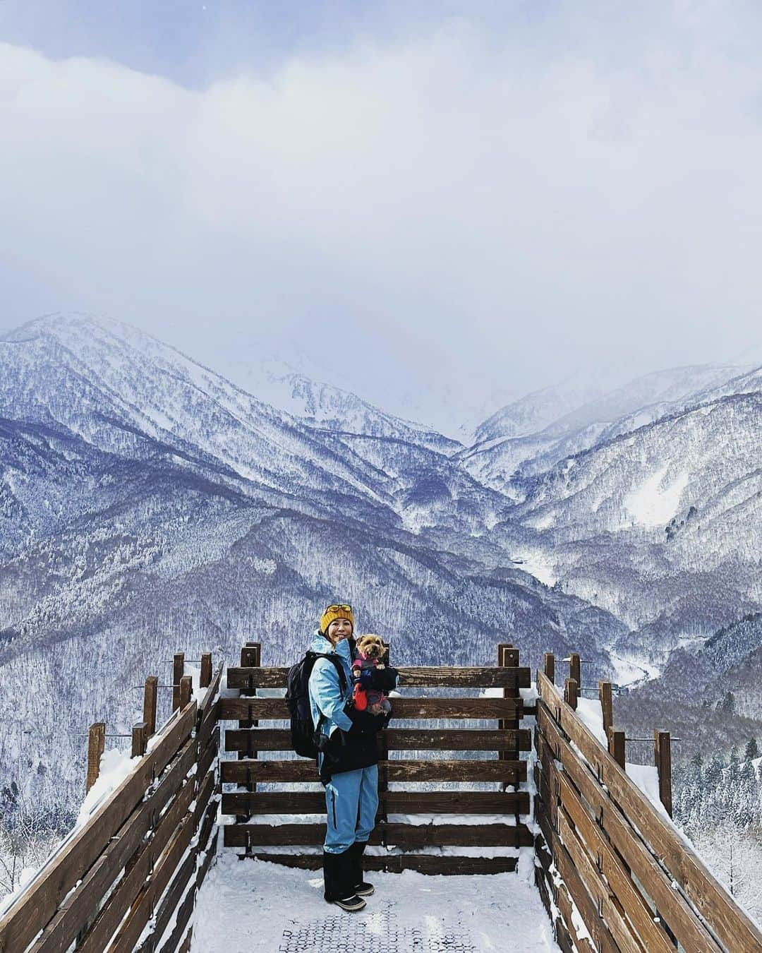 梅原玲奈のインスタグラム：「白馬弾丸trip with Emma ❄️ ドッグフレンドリーな場所が多くて最高！ みんな可愛がってくれてありがとう♡ また夏も行くね🐶  #norfolkterrier  #白馬 #ノーフォークテリア #犬とお出かけ  #犬のいる暮らし  #得意の時差投稿 #岩岳スノーフィールド」