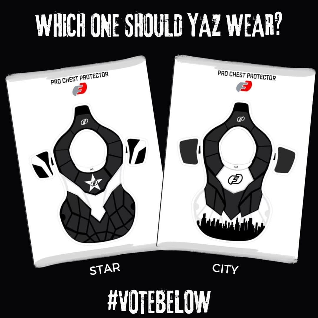 ヤズマニ・グランダルのインスタグラム：「@yazmaniandvl designed some new gear and wants YOU to decide which one he wears. Voting ends Sunday at 11:59 pm ET.  Comment below with either #star or #city - Vote Now!🗳️#chestprotector #yaz」