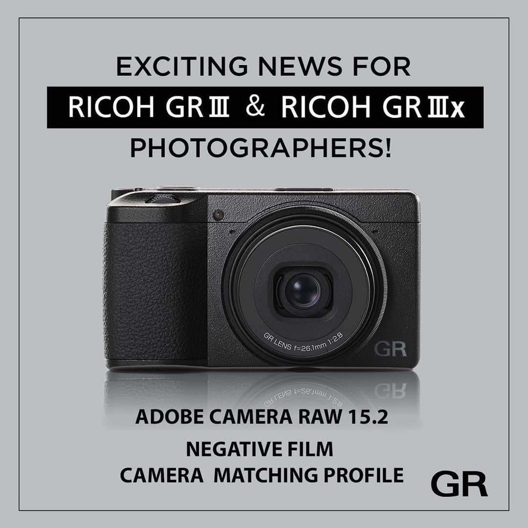 Ricoh Imagingのインスタグラム：「Adobe Camera RAW 15.2 now supports the Negative Film Camera Matching Profile for the RICOH GR III & GR IIIx RAW DNG files.   #GR #ricohgriii #gr3 #gr3x #ricohgriiix #adobecameraraw #grsnaps #griiix #griii」
