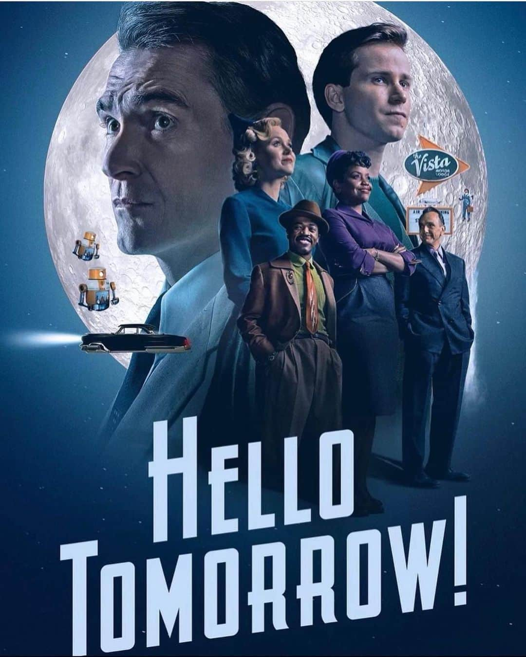 アリソン・ピルのインスタグラム：「It’s heeeere! Watch #hellotomorrow on @appletvplus todaaaay!  I love this cast and crew so much, led by the incomparable Billy Crudup, with my loves @haneefahwood @whoisdewwy @nicholaspodany and @mattjohnmaher and so many other talented people.  I think this show is so special, and I hope it brings you some joy.」