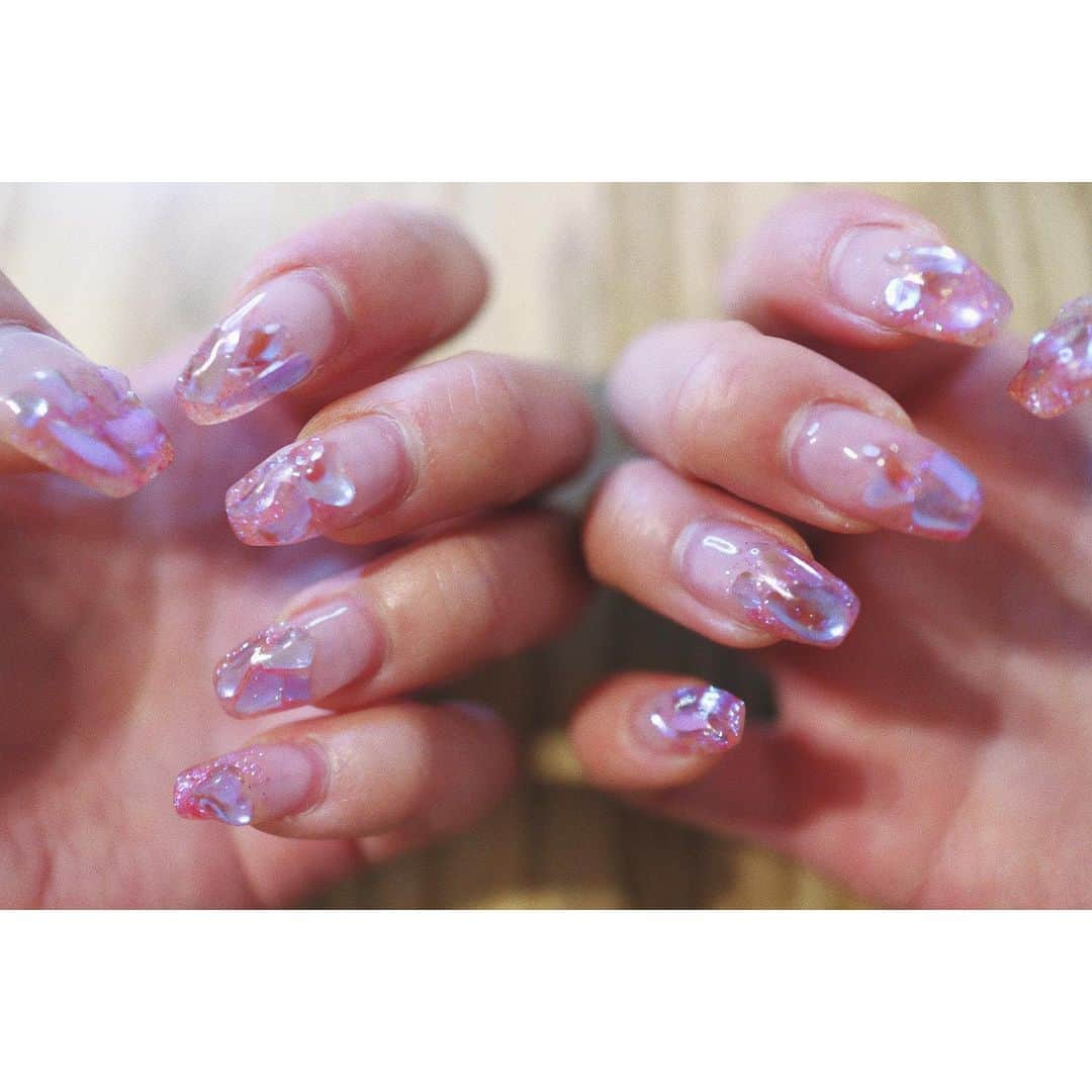 Shizukaのインスタグラム：「#Shizuka_Nail Valentine Billboard Live ver. pink × clear purple stone #DreamShizuka」