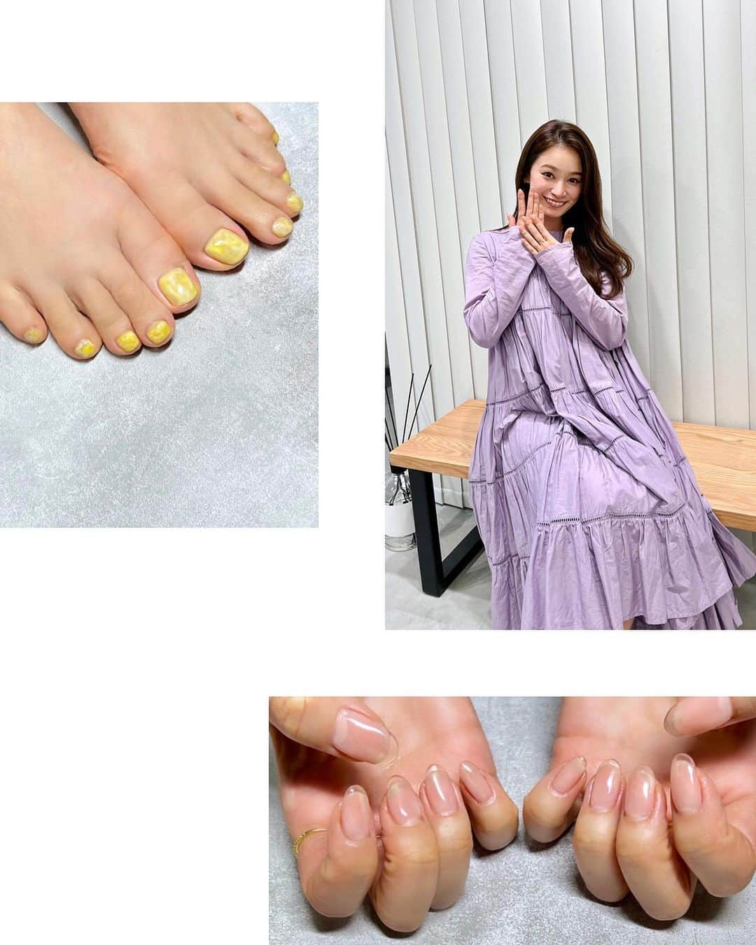 青木英李さんのインスタグラム写真 - (青木英李Instagram)「先日 @salon_de_lupia と @salondelupia_nail で【 ハンドネイル+フットネイル+下まつげラッシュリフト 】の同時施術を初体験💅🦶👁  短い時間で寝ている間に全てがキレイに仕上がっていて🫶 忙しい時でもサクっと立ち寄って丁寧にケアしていただけるのはとても助かります👏✨  今回フットネイルで初めて担当していただいた @lupia_eri_nail ちゃん、起きたらミモザカラーが可愛いすぎるネイルになっていて大満足でした☺️🌼  ハンドは春らしくうっすらピンクを仕込ませたクリアフレンチを @lupia_moeka_nail ちゃんが、下まつげのラッシュリフトは @lupia_sayaka さんに担当していただきました❣️  おかげさまで、春の身支度完了〜🌸  #春 #美容 #時短 #ネイル #春ネイル #桜ネイル #クリアフレンチ #フットネイル #ニュアンスネイル #ミモザネイル #まつげ #下まつげ #ラッシュリフト #まつげパーマ」3月19日 21時41分 - eriaoki_official