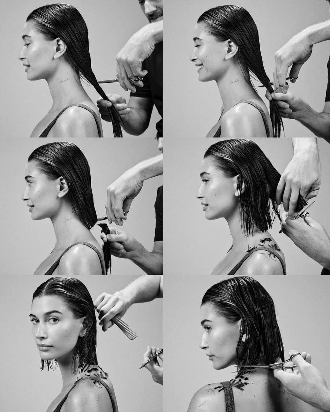 ハイレイ・ロード・ボールドウィンのインスタグラム：「when we chopped my hair for @vogueaustralia ✂️ @christinecentenera @studio_jackson @teddycharles35 @romyglow ✨」