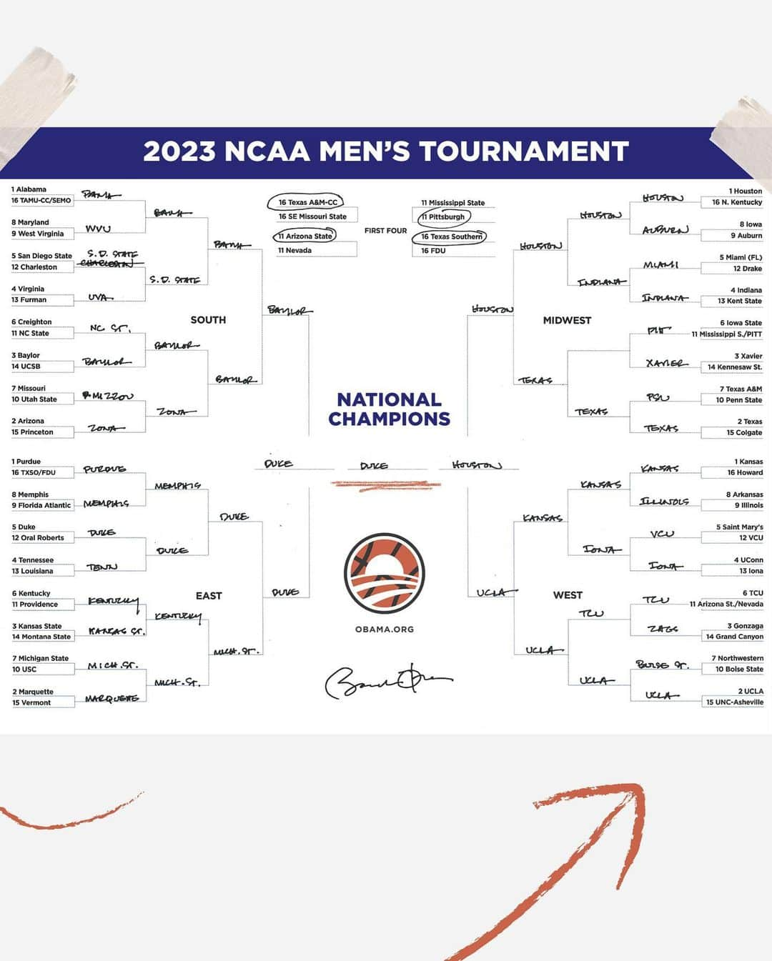 Barack Obamaさんのインスタグラム写真 - (Barack ObamaInstagram)「It’s the best time of year! My #MarchMadness brackets will get busted soon enough, but here are my picks. Who do you have winning it all?」3月16日 7時00分 - barackobama