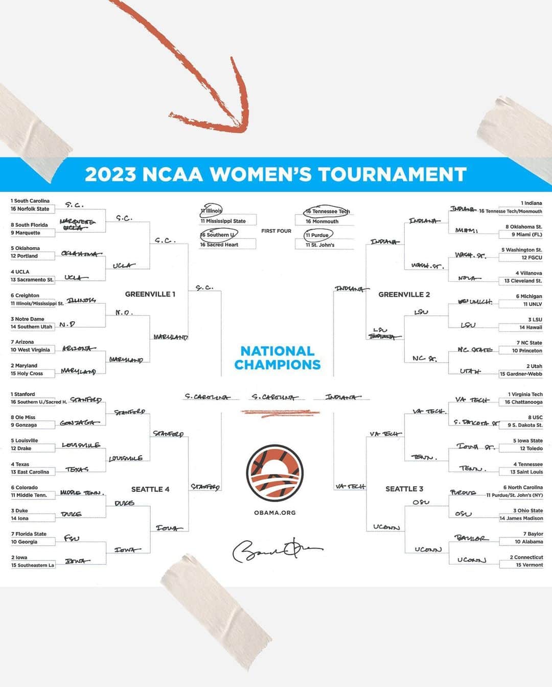 Barack Obamaさんのインスタグラム写真 - (Barack ObamaInstagram)「It’s the best time of year! My #MarchMadness brackets will get busted soon enough, but here are my picks. Who do you have winning it all?」3月16日 7時00分 - barackobama