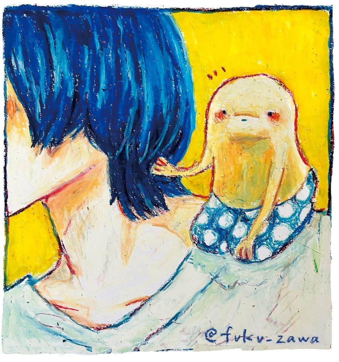 フクザワのインスタグラム：「やあ！ #illustration #クレパス #drawing #土下座くん #サクラクレパス」