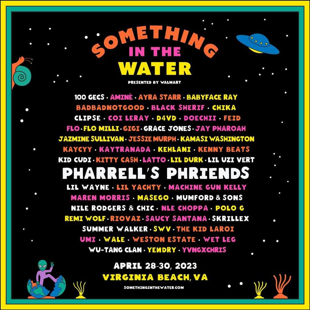 ファレル・ウィリアムスさんのインスタグラム写真 - (ファレル・ウィリアムスInstagram)「See you in Virginia Beach April 28-30 🌊 Get your @somethinginthewater passes at the link in my bio」3月16日 0時00分 - pharrell