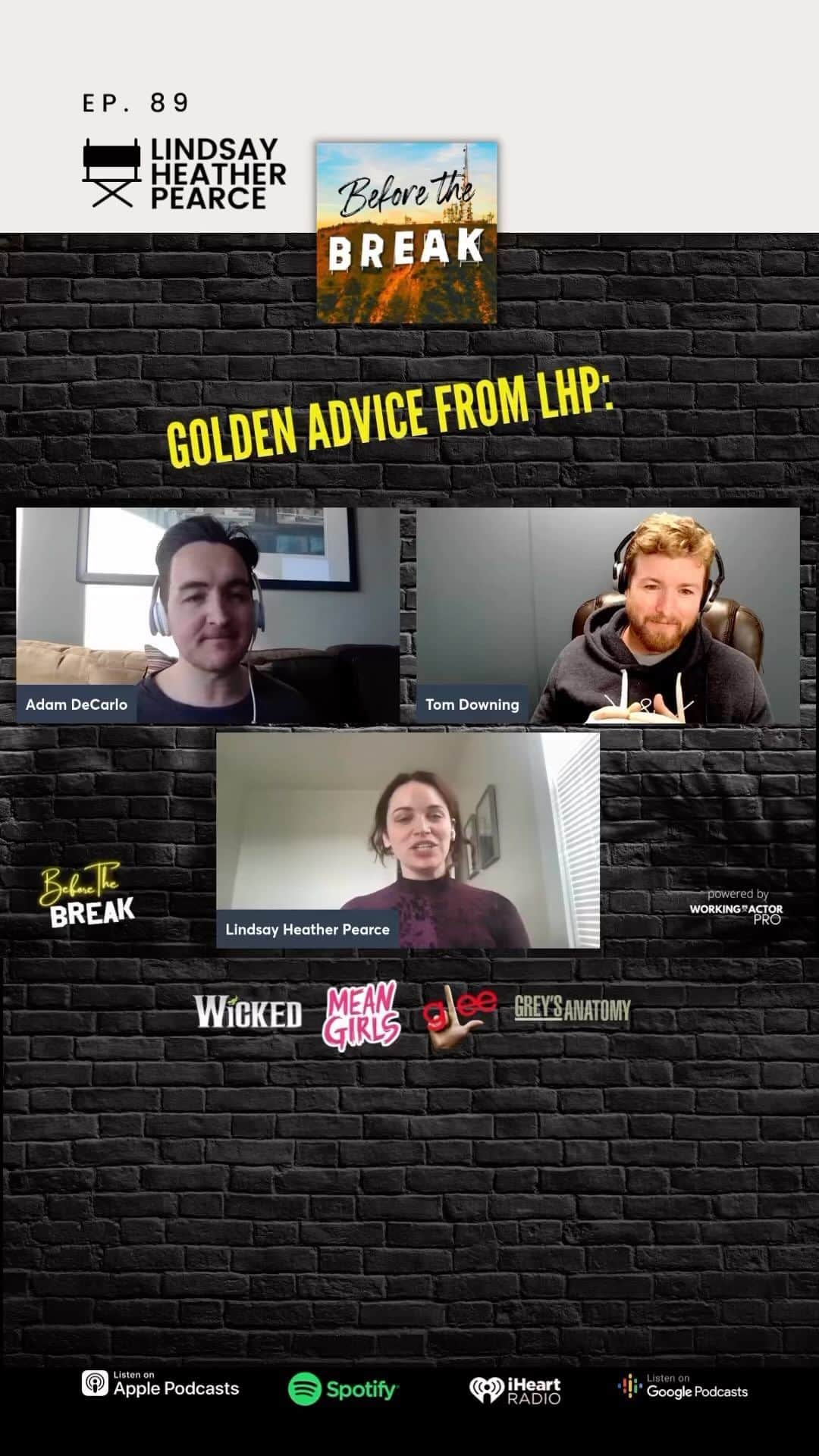 リンジー・ピアースのインスタグラム：「Check out the newest episode of @beforethebreakpod featuring @lindsayheatherpearce!  Subscribe and listen to a new working actor dish out advice, experience, and just how they went about Breaking in to the business. . . . . . . #beforethebreakpod #beforethebreak #podcast #nyc #la #laactor #nycactor #tv #film #musicaltheatre #subscribe #applepodcasts #spotifypodcast #stitcherpodcast #googlepodcasts #theatreactor #actor #actress #broadway #audition #actorslife #lindsayheatherpearce #wicked #elphaba #meangirls #meangirlsmusical #glee #greysanatomy」