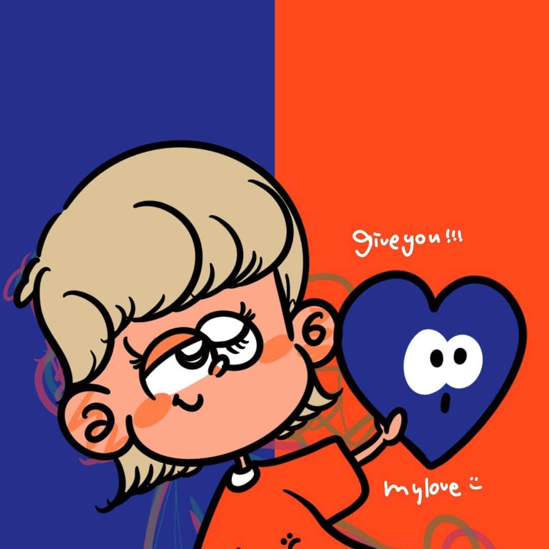 Pirakoのインスタグラム：「♡🫶💙🧡オヤスミ❕  #illustration#drawing#graphicdesign#character #artwork#illustgram#イラストレーター#イラスト #pirako#pirakohouse」