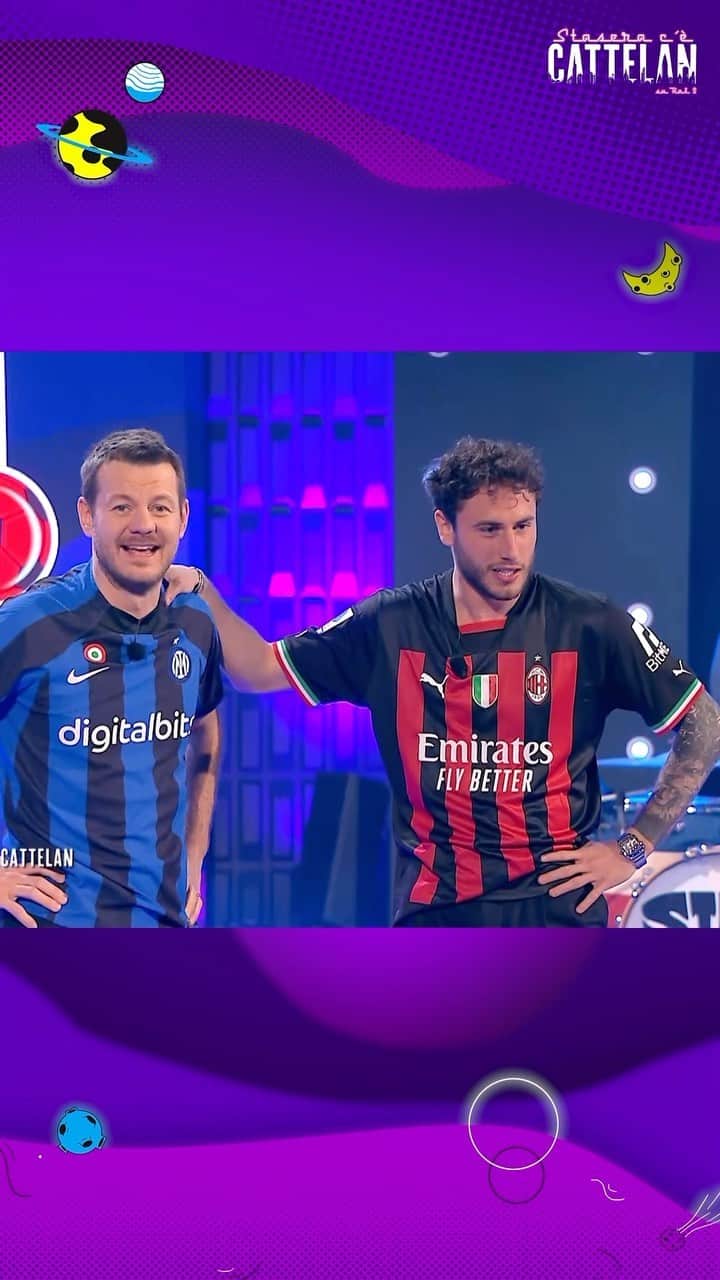 ダヴィデ・カラブリアのインスタグラム：「Beh @mikelenn0n in porta ha fatto la differenza, che sogno sfidare @davidecalabria2 ai rigori ⚽️  P.s. quel pallone era quadrato   #staseracecattelan Martedì, mercoledì e giovedì in seconda serata su Rai2 e in streaming su RaiPlay   @raiplay_official @instarai2」