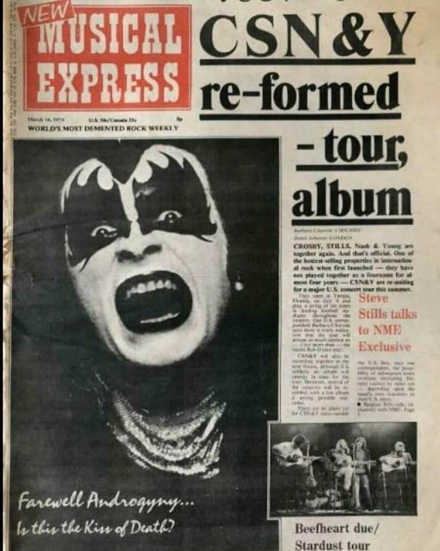 ジーン・シモンズのインスタグラム：「March 16 , 1974 featured  on the cover of magazine for first time worldwide.」