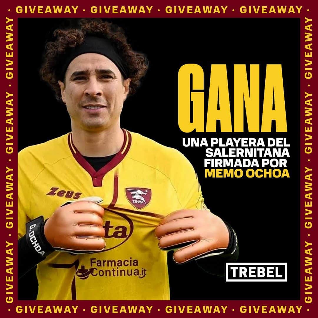 ギジェルモ・オチョアのインスタグラム：「¡GANA una playera del Salernitana firmada por Memo Ochoa! Ve corriendo a nuestra cuenta de Twitter @trebelmx y checa los pasos para ganar. #MemoGamerEnTREBEL #nomemonoparty🎮」