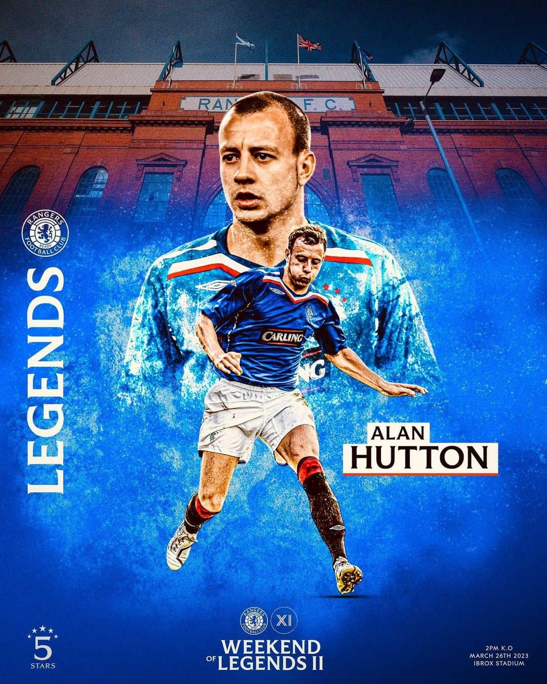 アラン・ハットンのインスタグラム：「Looking forward to being back at ibrox on the 26th. Always an honour pulling on the ❤️🤍💙」