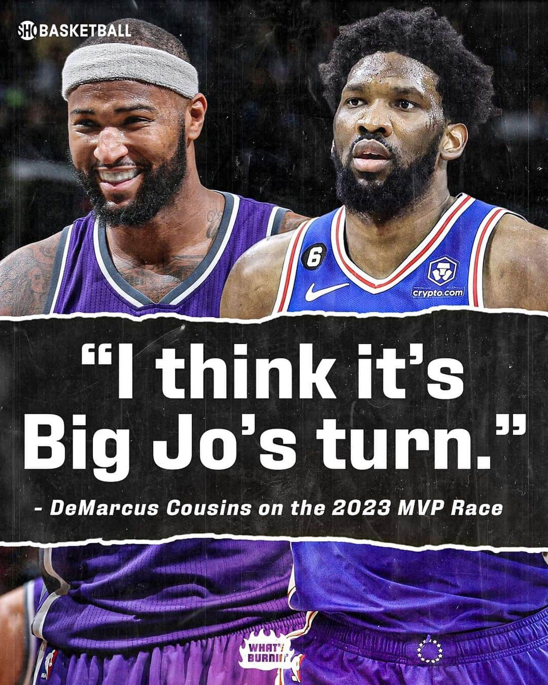 デマーカス・カズンズのインスタグラム：「The MVP race has gotten VERY interesting in the past few weeks…@BoogieCousins is riding with Joel Embiid over Nikola Jokic or Giannis Antetokounmpo. Agree?  🌟 link to full pod in bio @shobasketball」