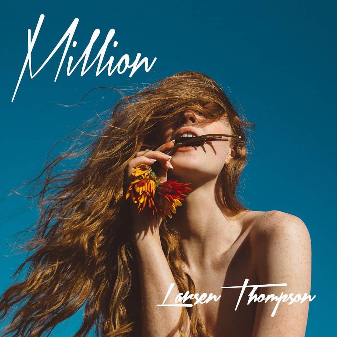 Larsen Thompsonのインスタグラム：「surprise!!! head over to @papermagazine for an early listen of my new song Million, link in bio🧡Available to stream everywhere at midnight!!!!!  Cover Art: the talented @studio1208」