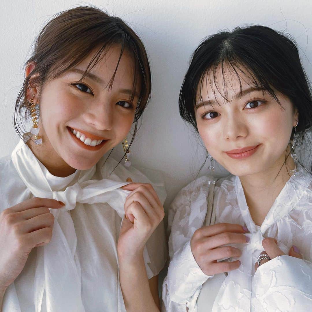 紺野彩夏のインスタグラム：「non-no5月号発売です〜☺︎ 春服の季節、ときめきますね🫶 あすかちゃんにも会えてるんるんでした！」