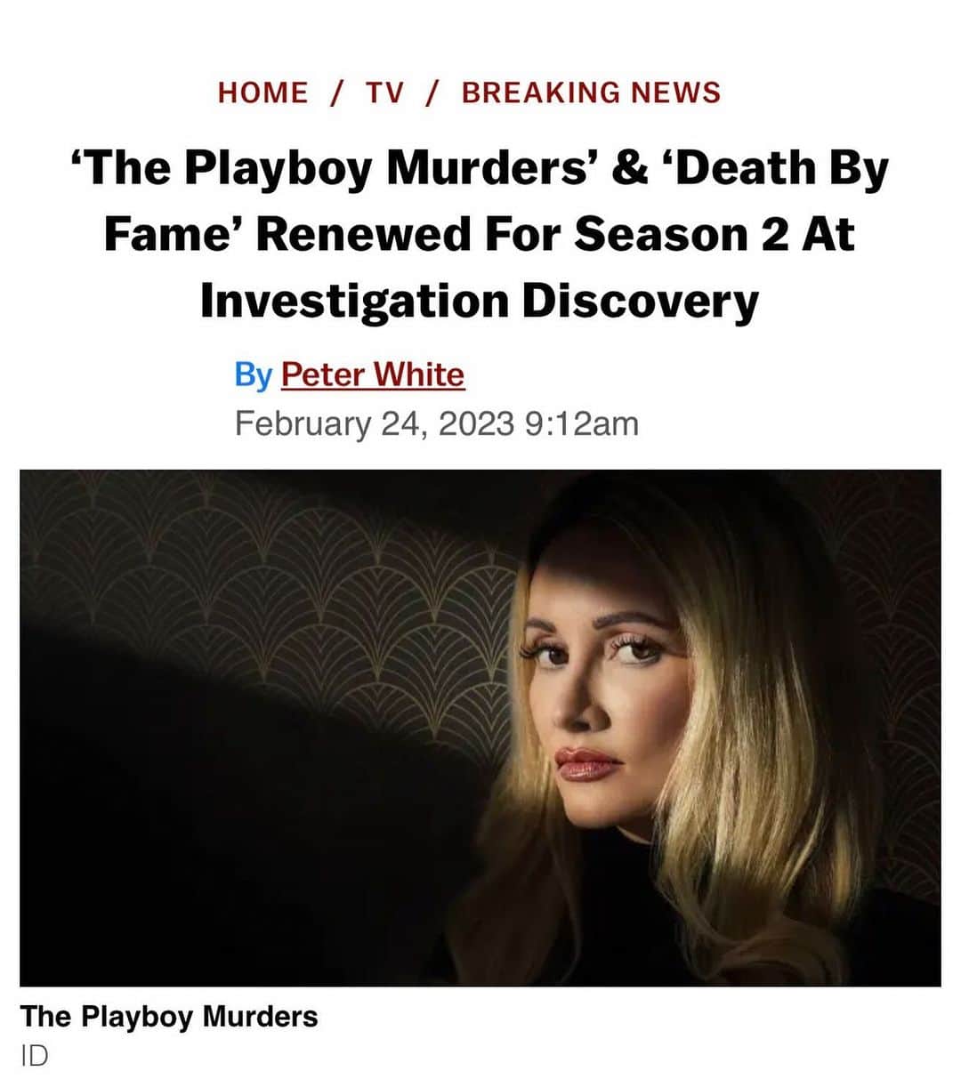 のインスタグラム：「Thank you for being such a supportive audience. There are so many more stories to tell. Very excited about season 2. #ThePlayboyMurders @investigationdiscovery」
