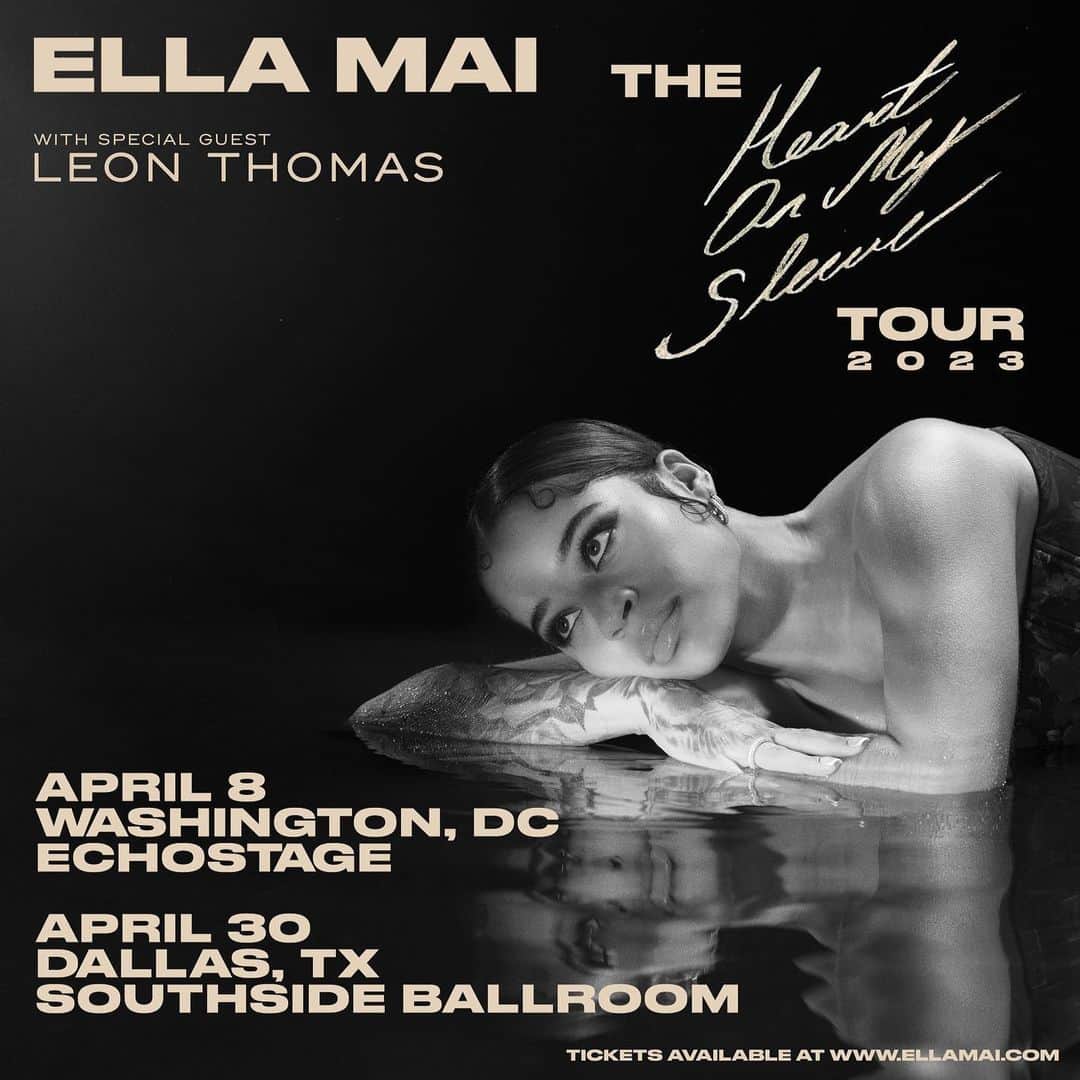 のインスタグラム：「Excited to announce that I will be doing a couple spot dates on @ellamai Heart On My Sleeve Tour. Make sure you cop your tickets ASAP! We going up with the vibes!!」
