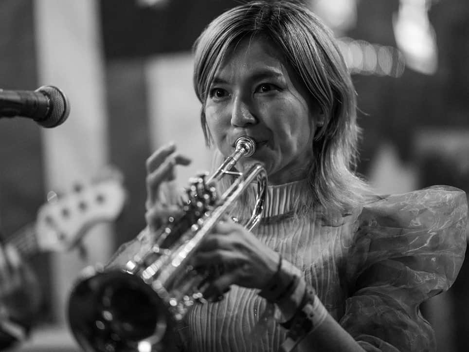 山崎千裕のインスタグラム：「2023/03/16 @libertyaustin  @route14band  Photo by Bryan Nelson  #libertyaustin  #route14band #atx #austin #music #japan #trumpet #instrumentalmusic」